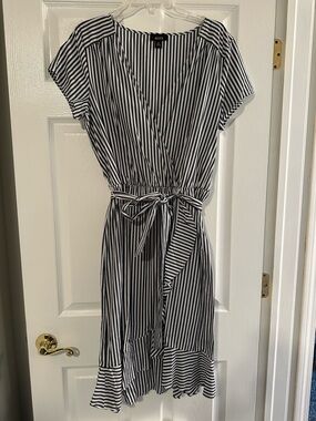 ALYX Navy & White Striped Wrap Dress